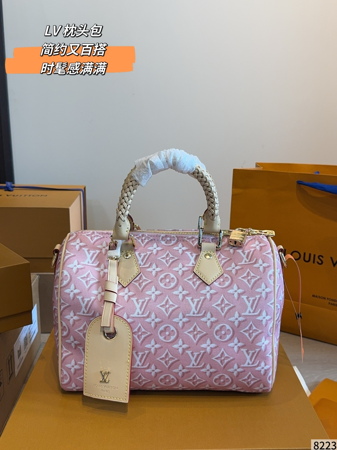 LV Speedy Handbag Monogram Canvas Cowhide Leather Embossed